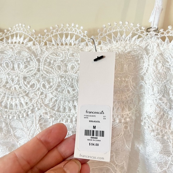 NWT Francescas Lace Off The Shoulder Fit And Flare White Dress Lined medium - Picture 8 of 13